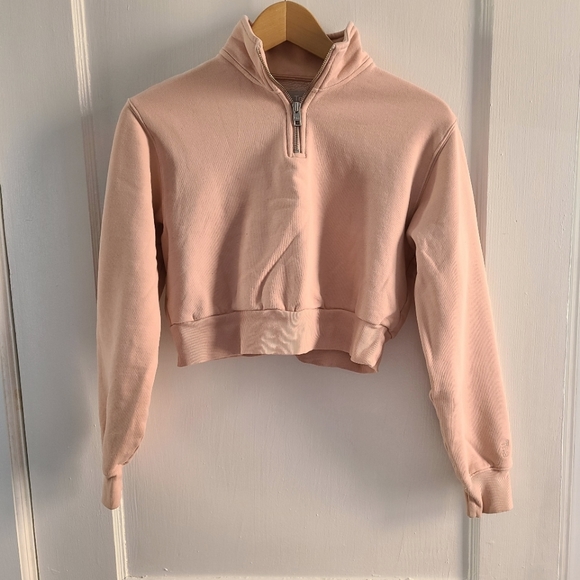 Aritzia TNA pink CozyAF quarter-zip sweater - Picture 1 of 7